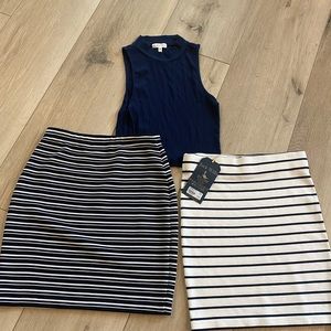 Navy crop top with two skirts